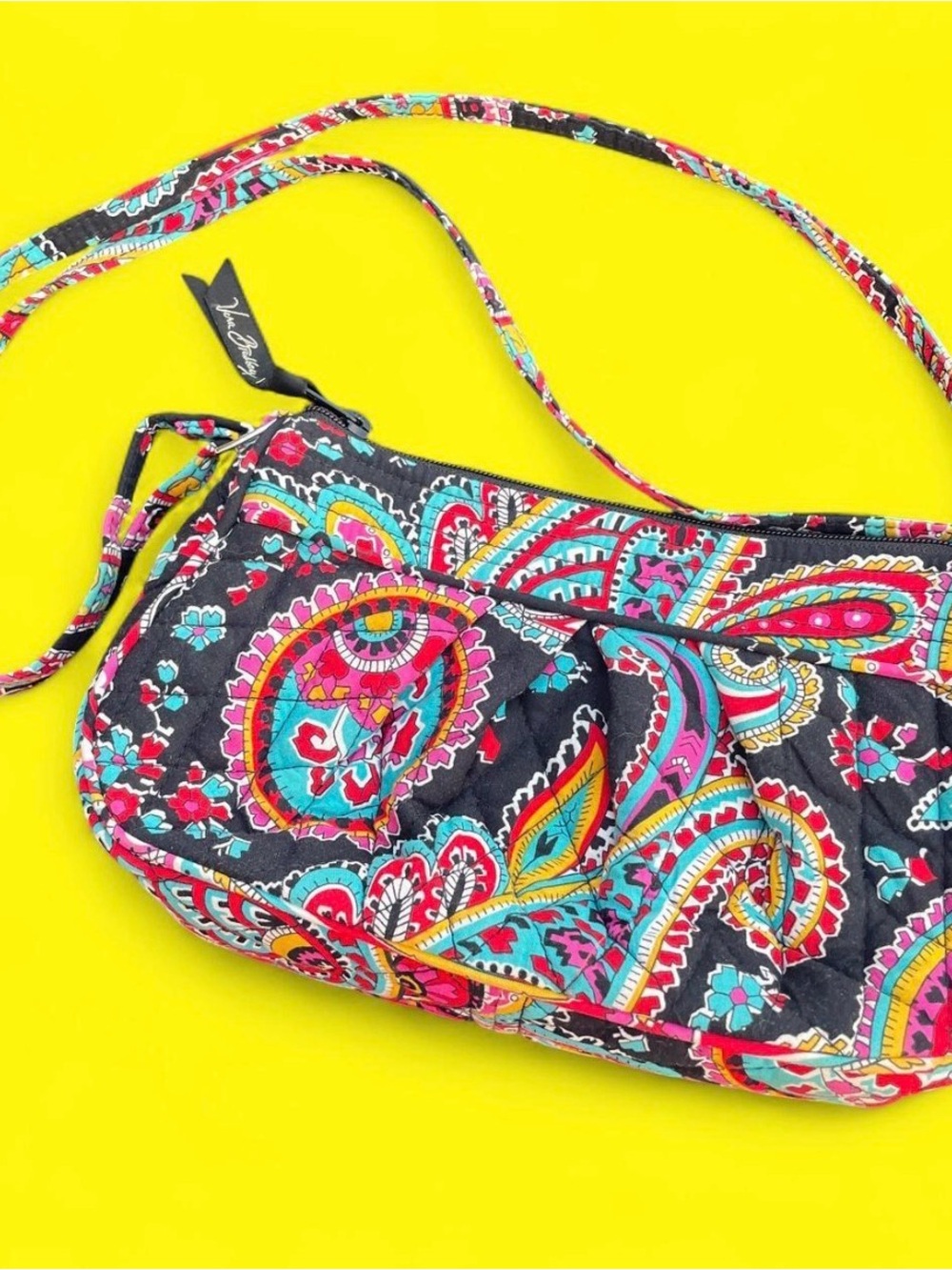 Vera Bradley Retired Parisian Paisley Black Paisley Quilted Crossbody
